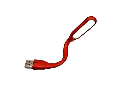 Red LED light stick that can be used as a power bank, white background Stock Photos