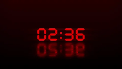 Red LED timer display with reflection for 5 second countdown timer Stock-Footage 316058864