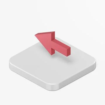 Red left arrow icon. 3d rendering square button key isometric view, interface Stock Illustration