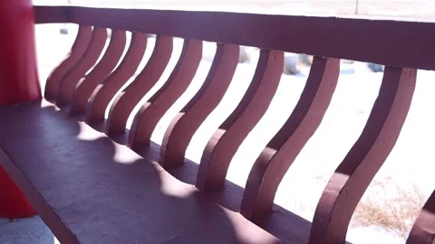 Red Leisure Seating Area in Desert Landscape Stock Footage 333631337