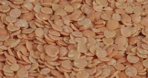 Red lentils closeup rotating selective focus Stock Footage 168754907
