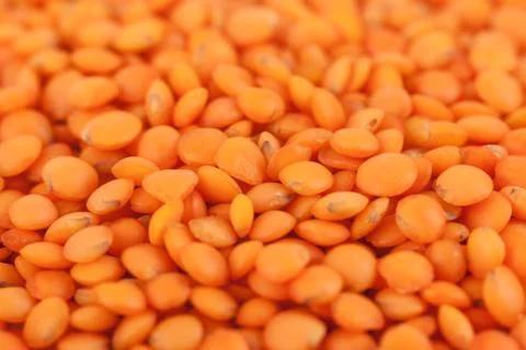 Red lentils forming a background pattern, healthy food Foto stock