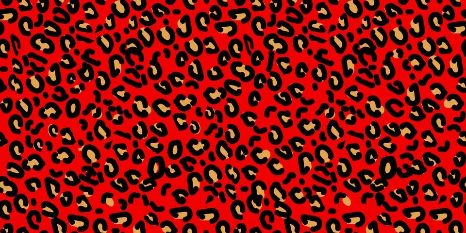 Red leopard seamless pattern. Animal print. Vector background eps10 Stock Illustration