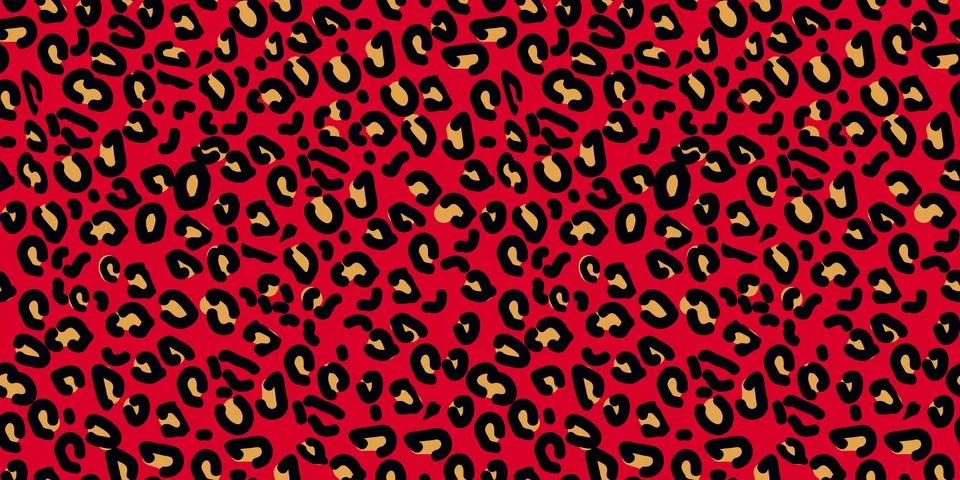 Red leopard seamless pattern. Animal print. Vector background eps10 Stockillustratie