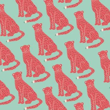 Red leopards on a green background Stock Photos