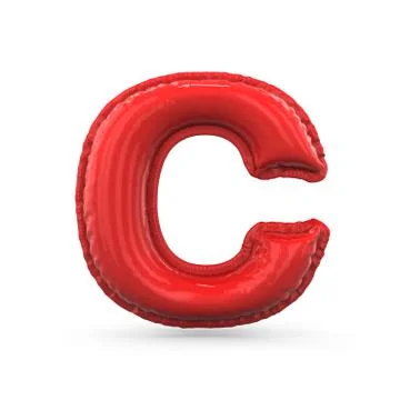 Red letter C made of inflatable balloon isolated. 3D Stock Photos