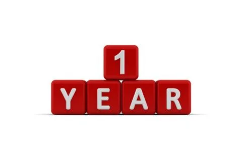 Red letter cubes 1 year Stock Illustration