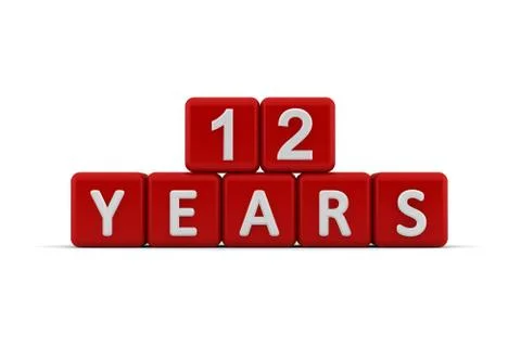 Red letter cubes 12 years Stock Illustration