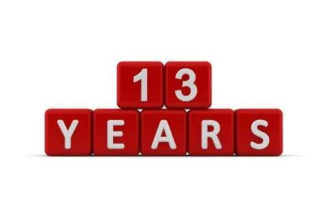 Red letter cubes 13 years Stock Illustration