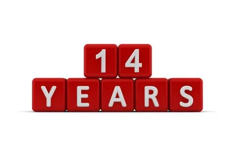 Red letter cubes 14 years Stock Illustration