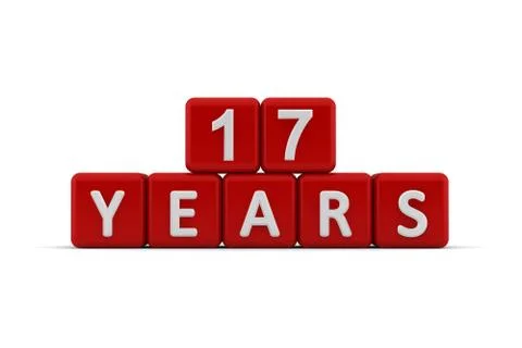 Red letter cubes 17 years Stock Illustration