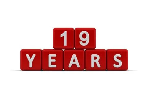 Red letter cubes 19 years Stock Illustration