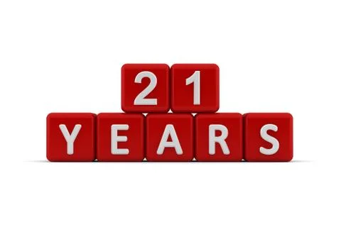 Red letter cubes 21 years Stock Illustration