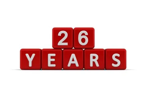 Red letter cubes 26 years Stock Illustration