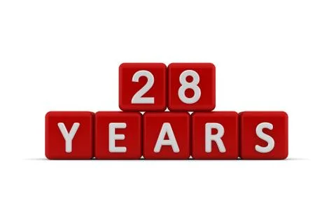 Red letter cubes 28 years Stock Illustration