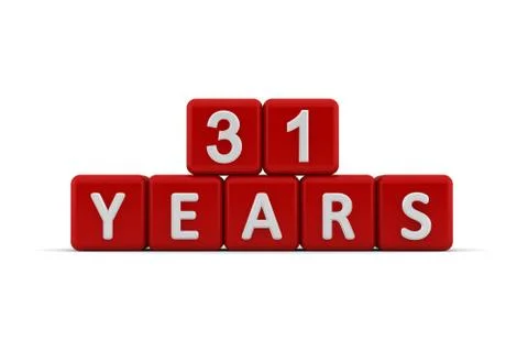 Red letter cubes 31 years Stock Illustration
