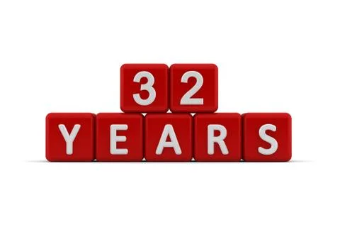 Red letter cubes 32 years Stock Illustration