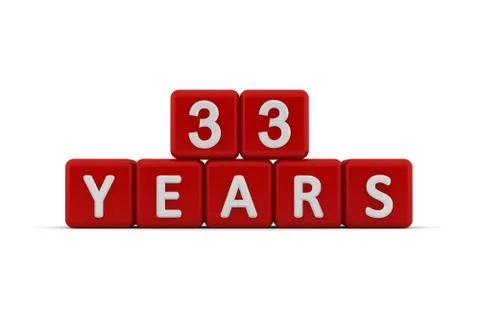 Red letter cubes 33 years Stock Illustration