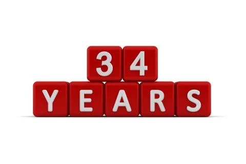 Red letter cubes 34 years Stock Illustration