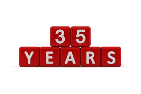 Red letter cubes 35 years Stock Illustration