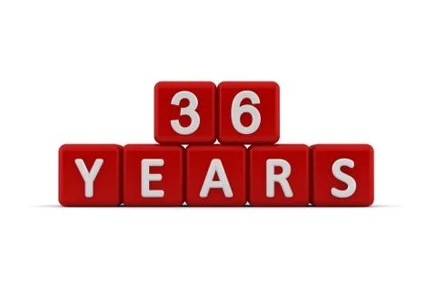 Red letter cubes 36 years Stock Illustration