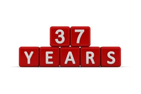 Red letter cubes 37 years Stock Illustration