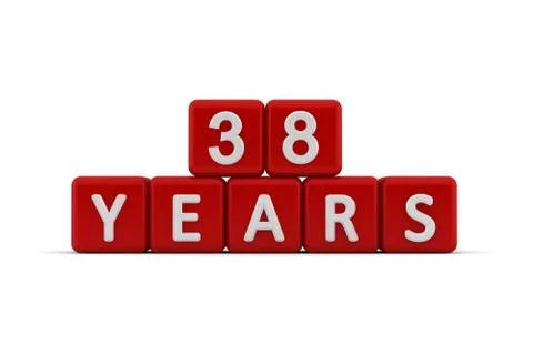 Red letter cubes 38 years Stock Illustration