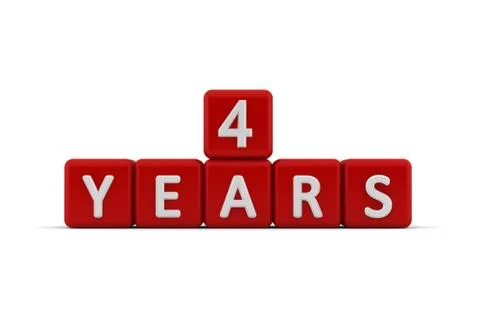 Red letter cubes 4 years Stock Illustration