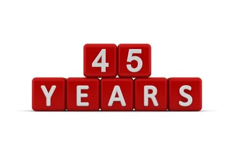 Red letter cubes 45 years Stock Illustration