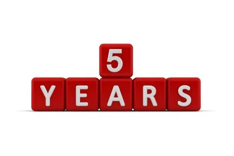 Red letter cubes 5 years Stock Illustration