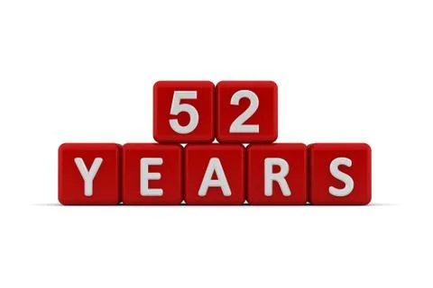 Red letter cubes 52 years Stock Illustration