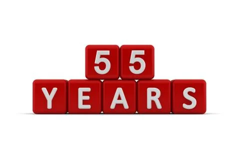 Red letter cubes 55 years Stock Illustration