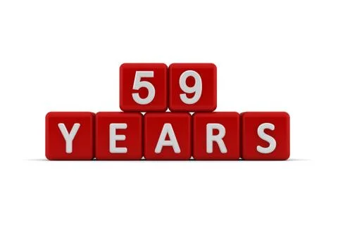 Red letter cubes 59 years Stock Illustration