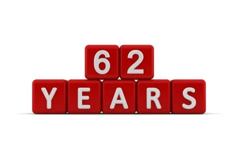 Red letter cubes 62 years Stock Illustration