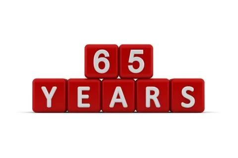 Red letter cubes 65 years Stock Illustration