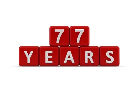 Red letter cubes 77 years Stock Illustration