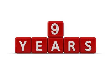 Red letter cubes 9 years Stock Illustration