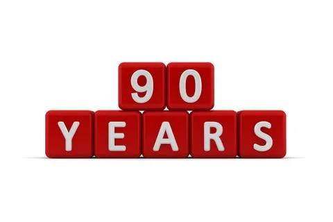 Red letter cubes 90 years Stock Illustration