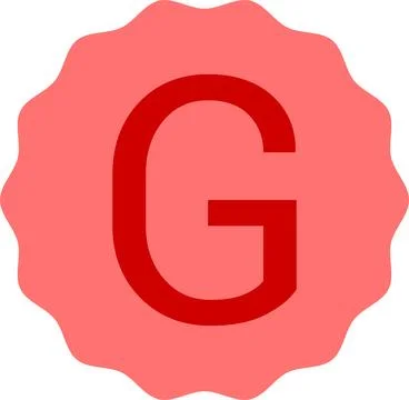 Red Letter G Vector Design Inside Badge Shape Isolated on White Background Illustrazione stock
