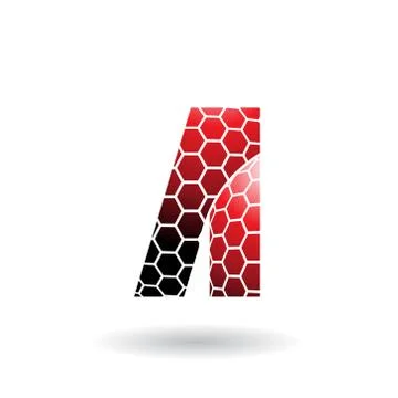 Red Letter A with Honeycomb Pattern Vector Illustration 스톡 일러스트