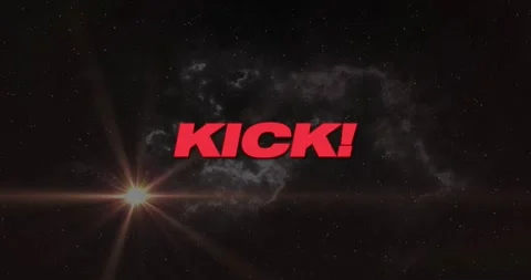 Red letter K appearing red title animating into KICK! as flare traveling Stock Footage 321591672
