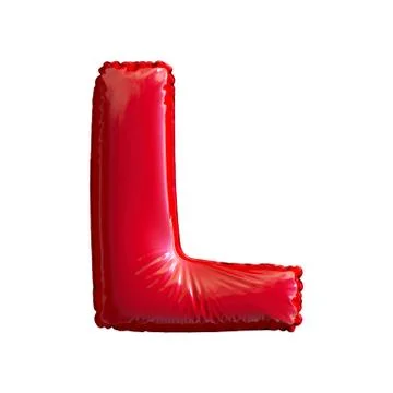 Red letter L made of inflatable balloon isolated on white background Stock Illustration