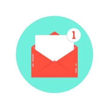 Red letter notification on green circle Stock Illustration