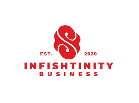 Red letter s fish tail logo. infinity fish tail logo Stock Illustration