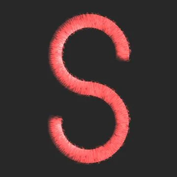 Red letter S monogram logo embroidery symbol on dark background with soft t.. Stock Illustration