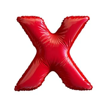 Red letter X made of inflatable balloon isolated on white background Stock Illustration