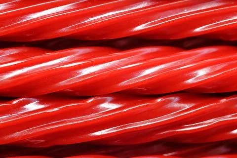 Red Licorice Rope Macro Candy Texture Background Stock Photos