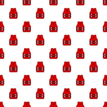 Red life jacket seamless pattern with safety concept Illustrazione stock