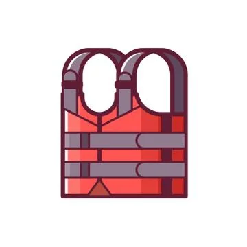 Red Life Jacket Vector Icon Stock Illustration