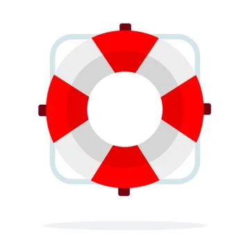 Red lifebuoy flat isolated vector Stock Illustration